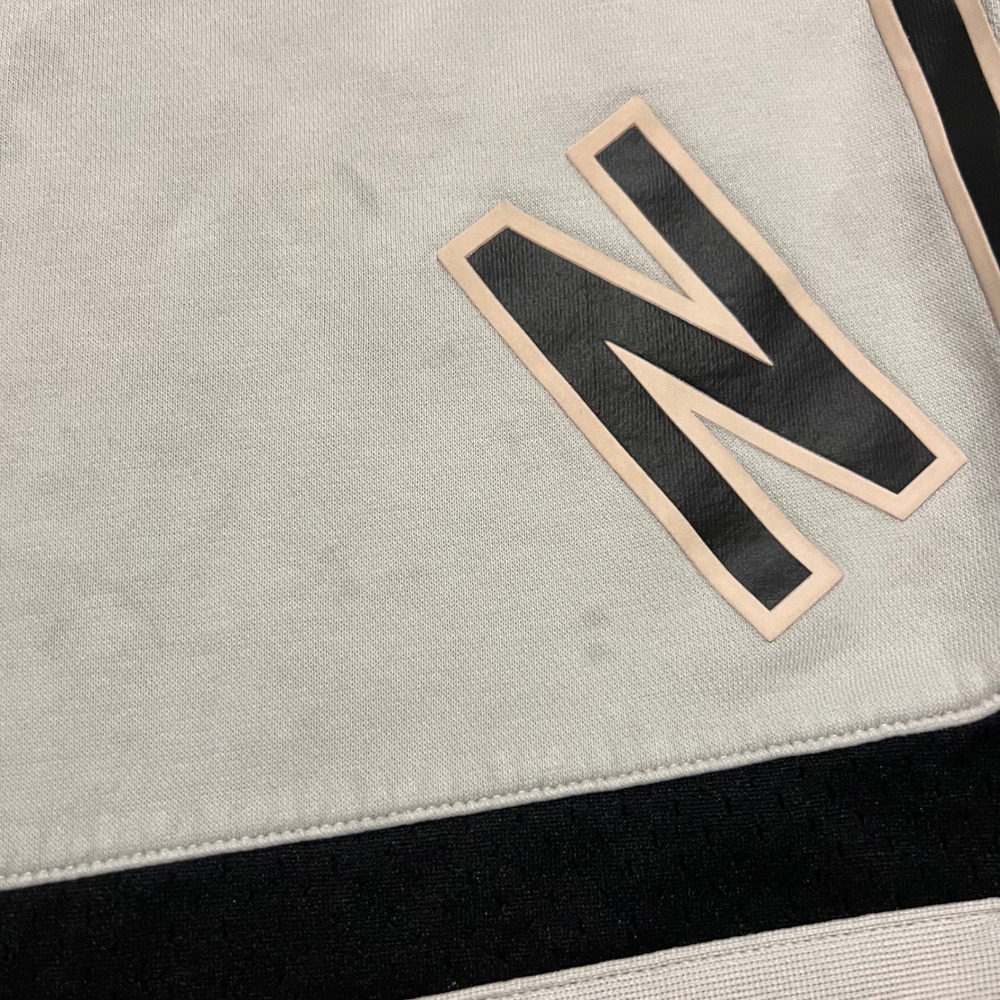 Nike Air Sportswear Tech‎ Fleece Mens Medium Shorts Grey Black Stripe Spellout - Picture 7 of 15